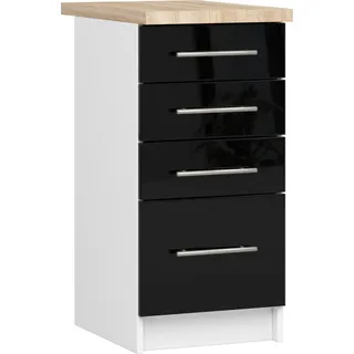 Akord Küchenschrank Oliwia In Weiß/Schwarz Hochglanz 40X46X85 Cm - Weiß, Schwarz