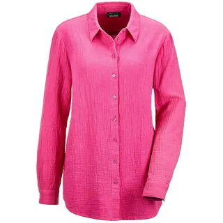 GOLDNER Hemdbluse »Kurzgröße Verlängerte Langarm Musselin-Bluse«, rosa
