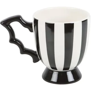 Gestreifte Fledermausflügel-Teetasse – Einzigartige, handgefertigte Keramiktasse mit Halloween-inspiriertem Design, ideal für Kaffee, Tee und Halloween-Partys, 340 ml Fassungsvermögen, mikrowellen