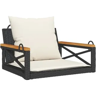 vidaXL Hängesessel mit Kissen Schwarz 63x62x40 cm Poly Rattan - Schwarz