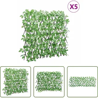 The Living Store Rankgitter mit Künstlichem Efeu 5 Stk. Erweiterbar 180x65 cm - Grün