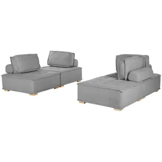 Beliani 4-Sitzer Sofa SET Polyester Grau Tibro , Textil , 200x40x100 cm , Wohnzimmer, Sofas & Couches, Sitzgarnituren