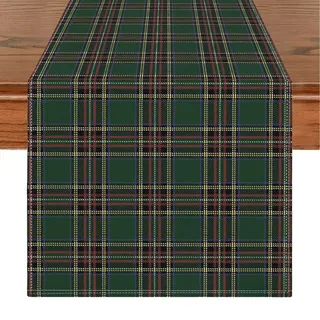 Weihnachtsdeko Grün Gitter Tisch Tischläufer Weihnachten Tischläufer Winter Modern 140 x 40 Weihnachts Tisch Läufer Leinen Table Runner Weihnachtstischdecken für Esszimmer Esstisch Deko