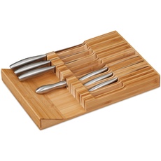 Bild Messerhalter Schublade, für 16 Messer & Wetzstahl, Bambus Messerblock liegend, HxBxT: 5 x 43 x 29 cm, natur