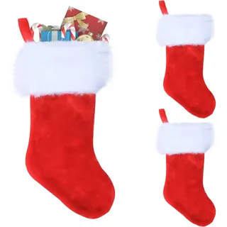 POPOYU 2 Stück Weihnachtsstrumpf Nikolausstrumpf,Christmas Stockings,22 Zoll Große Rote Nikolausstrumpf Hängende Strümpfe Weihnachten Süßigkeiten Geschenk Beutel für Weihnachtsfeier Befüllen Aufhängen