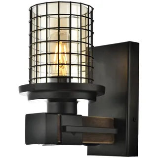 Modern Industrial Wall Lamp, Black & Gold, 25 cm Height | Metal Body, Glass Cap, E27 Socket (Max 40W) | Stylish Lighting for Home & Office