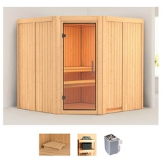 Bild Sauna »Jarla«, (Set), 9-kW-Ofen mit integrierter Steuerung, beige