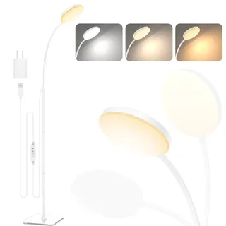 Mojimdo Stehlampe, [3 Farben & 10 Helligkeiten] Schlanke LED Leselampe Stehend, Dimmbar Einstellbare Flexible Stehleuchte für Kinderzimmer, Büro, Wohnzimmer, Ecke Nachttischlampe