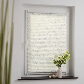 LIEDECO Klemmfix-Plissee Ausbrenner 130 x 130 cm Floral/weiß