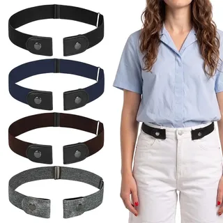 Aomig Gürtel Ohne Schnalle, Elastischer Justierbar Unsichtbarer Gürtel | Dehnbarer Stretchgürtel für Damen und Herren, Justierbar Schnallenfreier Gurtel für Jeans Hosen Kleid