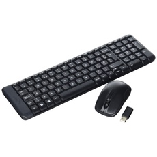 Logitech MK220 Kompaktes, Kabelloses Set mit Tastatur und Maus für Windows, Englishes QWERTY-Layout - Schwarz