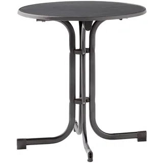 Sieger Gartentisch , Anthrazit, Dunkelgrau , Holzwerkstoff , rund , Flachrohr , 70x72x70 cm , klappbar, wetterbeständig , Gartenmöbel, Gartentische, Gartentische