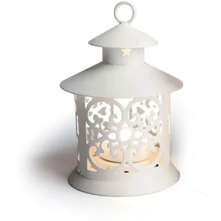 Excelsa Laterne in Form von Pagode, Metall, weiß, Metall, weiß, 9 x 13 cm