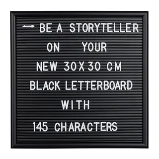 Relaxdays Letterboard, 145 Buchstaben, Zahlen, Sonderzeichen, 30x30 cm, Buchstabentafel zum Stecken, Kunststoff, schwarz, 10025706_46