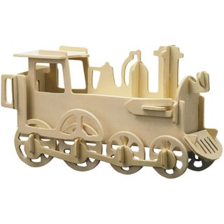 Peter Bausch GmbH & Co. KG Pebaro 850/1 Holzbausatz Lokomotive, 3D Puzzle, Modellbausatz, Basteln mit Holz, Holzpuzzle, Bastelset, vorgestanzte Holzplatte, ausbrechen, zusammenstecken, fertig, Geschenkidee