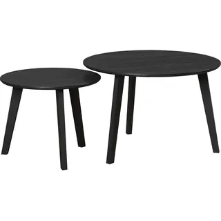 trendteam smart living - Ronin - Couchtisch - Schwarz/Schwarz lackiert - 2 Wohnzimmertische rund - (BxHxT) 50 x 39 x 50/70 x 45 x 70 cm - 2 Satztische - Füße aus Massivholz