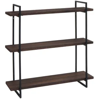 MCW Wandregal Dunkelbraun, Schwarz , Holz , 60x60x18 cm , Wohnzimmer, Regale, Wandregale