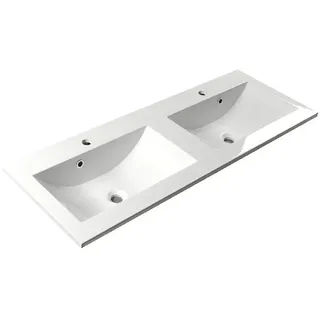 Sapho Yukon - Doppelwaschtisch 1200x450 mm, Marmorguss, weiß YU120 - Weiß