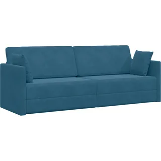 Boden-Sofa-Bett 2-in-1 Blau 213x144x60 cm Samt, Schlafsofas DesignMöbel Neu - Blau