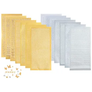 Hitopin Kerzen Buchstaben Aufkleber, 14PCS Kommunion Wachsbuchstaben, KleinZahlen Sticker Set, Buchstaben Aufkleber mit Zahlen, für Scrapbook Fotoalbum Grußkarten Taufe Hochzeit (Gold, Silber)
