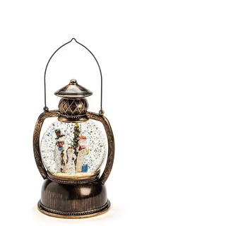 Konstsmide LED Kugellaterne aus Glas, Schneemannfamilie, mit 5h Timer, wassergefüllt, warm weiß, batteriebetrieben, Innen - 3498-000, Ø 58 cm