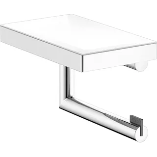 KEUCO Reva Toilettenpapierhalter, offene Form, mit Ablage, Metall verchromt, Made in Germany, schwenkbar, inkl. Schrauben und Dübel, Klopapierhalter zum Bohren