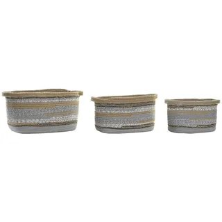 DKD Home Decor Korb-Set, Naturgrau, aus Jute und Baumwolle, 34 x 25 x 22 cm