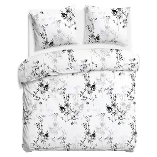 Bettwäsche, Baumwollsatin-Bettwäsche, Satynlove 180x200 1558-1 Schwarze Blumen - Schwarz