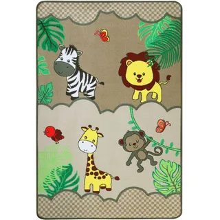 Primaflor Primaflor-Ideen in Textil Kinderteppich »SAFARI, Made in Belgium« rechteckig 5 mm Höhe Motiv Tiere der Savanne, Kinderzimmer,