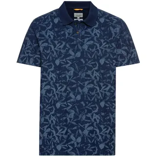 camel active Herren Pique Poloshirt mit floralem Print Blau, Menswear-XXL