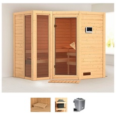 Bild von Sauna »Amada«, (Set), 9-kW-Bio-Ofen mit externer Steuerung beige