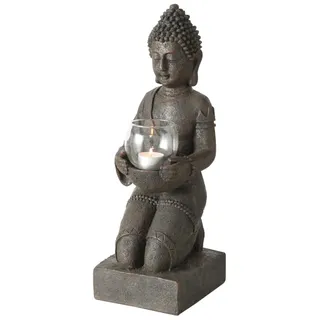 Bg Boltze Buddha Windlicht (Buddha Statue aus Kunststoff, Höhe 44 cm,