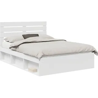 vidaXL Bettrahmen mit Kopfteil Weiß 160 x 200 cm Massives Kiefernholz - Weiß