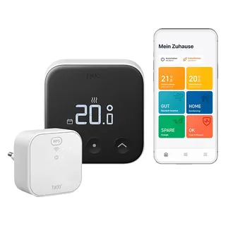 tado° TADO Smartes Thermostat (X) + Bridge Starter Kit, Schwarz/Weiß