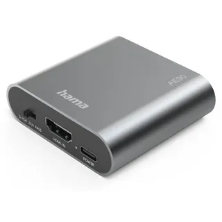 Hama HDMI-Audio-Extractor AE90 HDMI zu Audio Toslink 3,5-mm-Klinke Silber