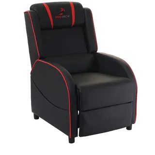 Mendler Fernsehsessel HWC-D68 Kunstleder 66 x 105 x 0 cm Schwarz/Rot mit Liegeposition