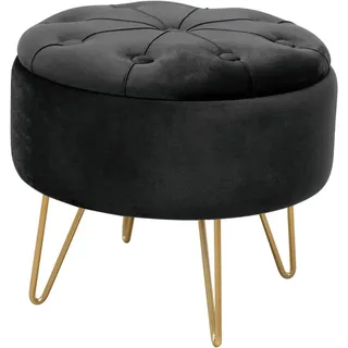 akord furniture factory Pouf AKORD CARO aus Samtstoff mit Stauraum 38 x 33 x 38 cm Schwarz