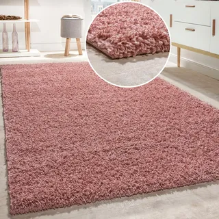 Paco Home Teppich »Twister 500« rechteckig 44 mm Höhe Uni Hochflor Shaggy mit hoher Fadendichte, pink