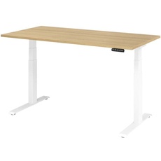Bild XDKB16 elektrisch höhenverstellbarer Schreibtisch eiche rechteckig, C-Fuß-Gestell weiß 160,0 x 80,0 cm