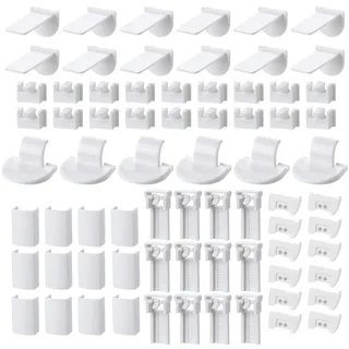 72 Stück Plissee Ersatzteile Set – Robuste Ersatzteile Klemmträger für einfache Installation ohne Bohren Kunststoff Plissee Vorhang Klemmhalterung für Fensterläden Jalousien