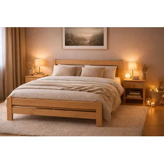 Happy Babies - HOLZBETT 120x200 + Rahmen aus Kiefer - Schnellaufbau, Schlafzimmerbett, einfacher Aufbau, Massivholz - 100% Kiefer - Braun