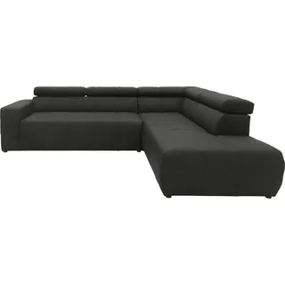 DOMO collection Ecksofa DOMO COLLECTION "Brandon L-Form, auch in Leder", schwarz, B:275cm H:80cm T:228cm, Echtleder, Sofas, Ecksofa, inklusive Kopfteilverstellung, wahlweise mit Sitztiefenverstellung