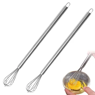 2 Stück Schneebesen Klein, Mini Schneebesen für Tassen, Edelstahl Kleiner, Robuster Rührbesen Klein Edelstahl, für Aufschäumen, Sahne Schlagen und Rühren (2Stück 18cm)