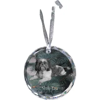 Shih Tzu - Kristallkugel mit Foto, Hundebild im Kristall, personalisierter Christbaumschmuck von Art-Dog.