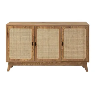 CALICOSY - Couchtisch mit ovaler Tischplatte und Beinen aus echtem Rattan, L120 cm - TALIA - Hellbraun