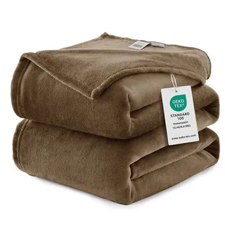WAVVE Kuscheldecke Flauschig Decke Fleecedecke - Sofadecke Braun 220x240 cm Wohndecke Sommer Couchdecke Weich, XXL Groß Decke Sofa Leicht