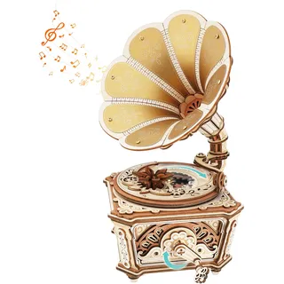 ROKR Diva Grammophon 3D Holzpuzzle Mechanische Spieluhr AMK82