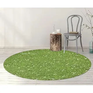 Tadi & Imperio1979 Runder Vinylteppich, Bedruckt, mit digitalisiertem Rasen, für Wohnzimmer, Küche, Wohnzimmer, Eingänge, WC oder Schlafzimmer mit Rückseite PVC, rutschfest, Durchmesser 100 cm