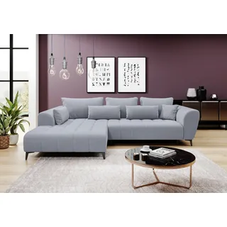 Ecksofa WERK2 "Garay, XXL-Liegefläche: elektrisch ausziehbar auf ca. 228×126 cm", grau, B:287cm H:64cm T:220cm, 100% Polyester, Sofas, Ecksofa, Luxus in Übergröße: XXL-Liegefläche, Komfort-Ottomane & stilvolle Füße