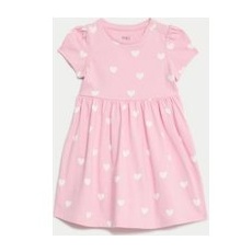Girls M&S Collection Pure Cotton Heart Print Dress (0-3 Yrs) - Pink Mix, Pink Mix - 0-3 Months